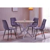 Ensemble 4 chaises et table ronde 90x77cm couleur chêne pieds blancs