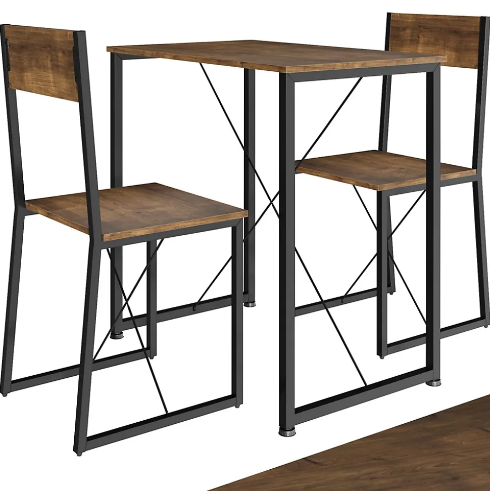 Ensemble chaises de salle à manger 3 pièces Bois et Acier Bois foncé