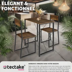 Ensemble chaises de salle à manger 3 pièces Bois et Acier Bois foncé