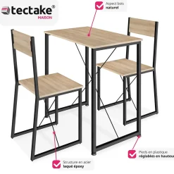 Ensemble chaises de salle à manger 3 pièces Bois et Acier Bois clair
