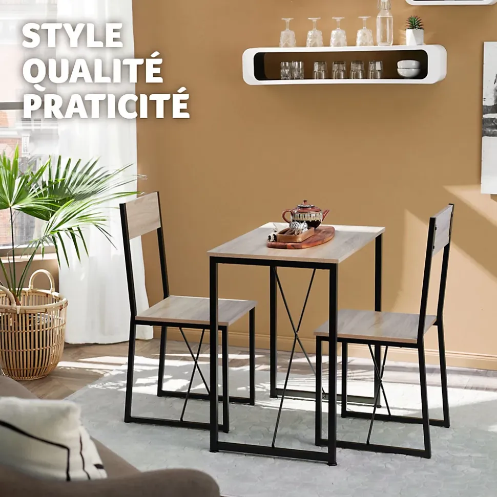 Ensemble chaises de salle à manger 3 pièces Bois et Acier Bois clair