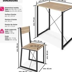 Ensemble chaises de salle à manger 3 pièces Bois et Acier Bois clair