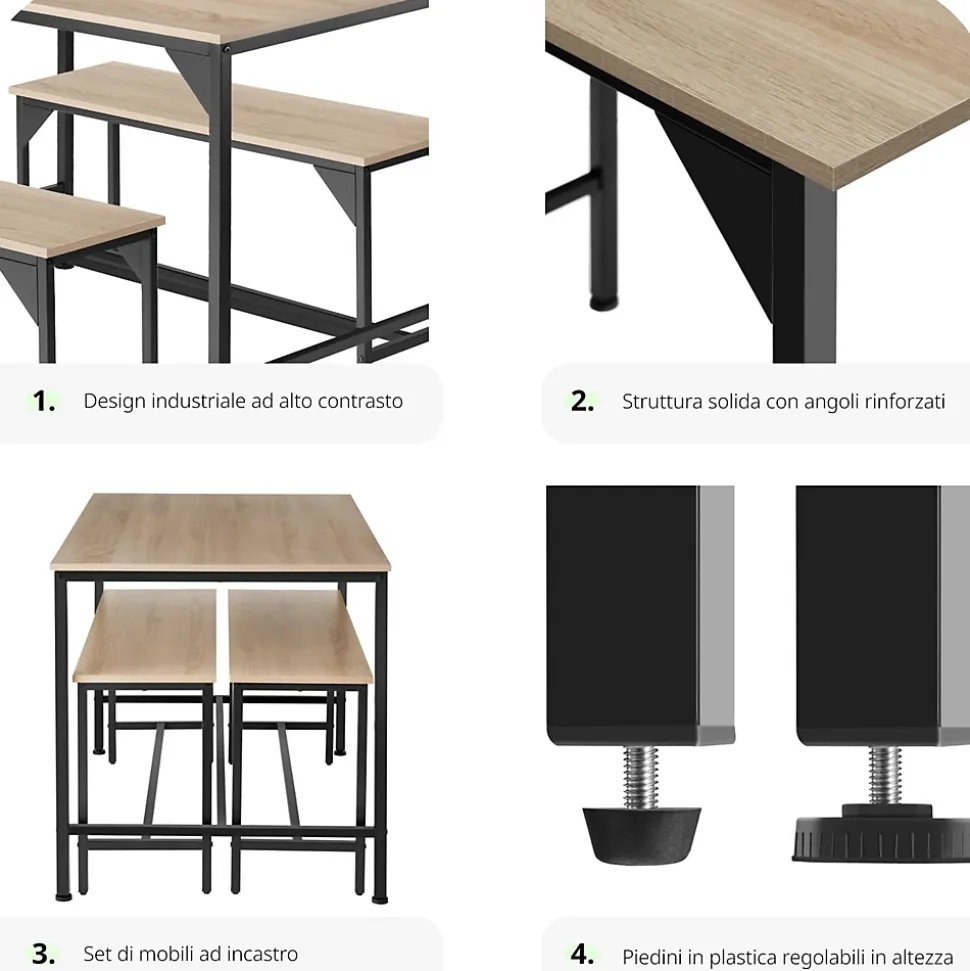 Ensemble chaises de salle à manger 3 pièces Bois et Acier Bois clair