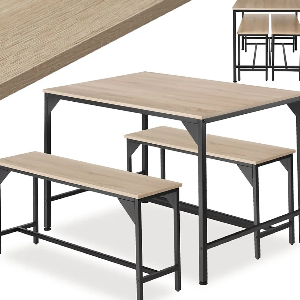 Ensemble chaises de salle à manger 3 pièces Bois et Acier Bois clair