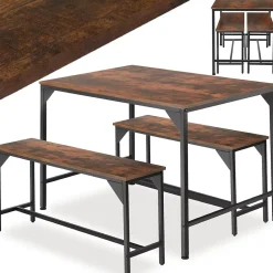 Ensemble chaises de salle à manger 3 pièces Bois et Acier Bois foncé