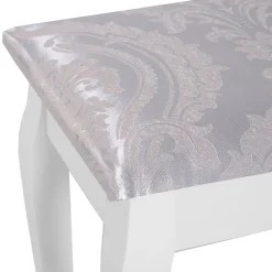 Ensemble coiffeuse et tabouret style baroque 5 tiroirs miroir ovale pivotant MDF bois blanc