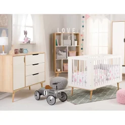 Ensemble Commode à Langer Et Lit Bébé Style Scandinave 120x60 Blanc