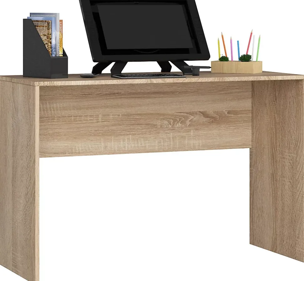 Ensemble d'angle AKORD bureau B17 avec commode Chêne Sonoma 120 cm 1 porte 1 tiroir façade Chêne Sonoma 6 étagères 120x126x79 cm