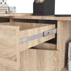 Ensemble d'angle AKORD bureau B17 avec commode Chêne Sonoma 120 cm 1 porte 1 tiroir façade Chêne Sonoma 6 étagères 120x126x79 cm