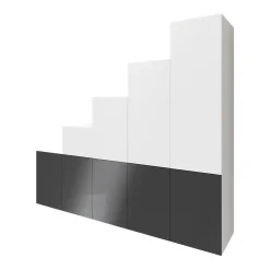 Ensemble d’armoires portes blanches et anthracite GoodHome Atomia H. 225 x L. 250 x P. 60 cm