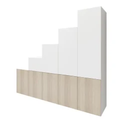 Ensemble d’armoires portes battantes sous pente et/ou comble blanches et effet chêne GoodHome Atomia H. 225 x L. 250 x P. 60 cm