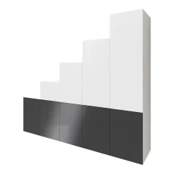 Ensemble d’armoires portes battantes sous pente et/ou comble, blanches et anthracite brillant GoodHome Atomia H. 225 x L. 250 x P. 60 cm