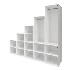 Ensemble d’armoires portes battantes sous pente et/ou comble, blanches et anthracite brillant GoodHome Atomia H. 225 x L. 250 x P. 60 cm