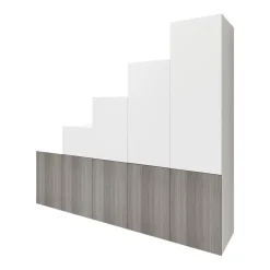 Ensemble d’armoires portes battantes sous pente et/ou comble blanches et effet chêne grisé GoodHome Atomia H. 225 x L. 250 x P. 60 cm