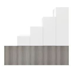 Ensemble d’armoires portes battantes sous pente et/ou comble blanches et effet chêne grisé GoodHome Atomia H. 225 x L. 250 x P. 60 cm