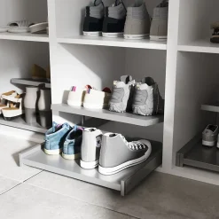 Ensemble d’armoires sous pente et/ou comble blanches et anthracite brillant avec range chaussures GoodHome Atomia H. 225 x L. 250 x P. 60 cm
