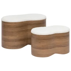 Ensemble de 2 bancs coffres effet bois et bouclette LOE