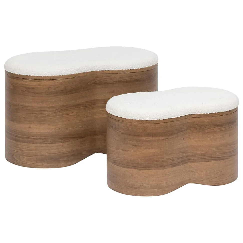Ensemble de 2 bancs coffres effet bois et bouclette LOE