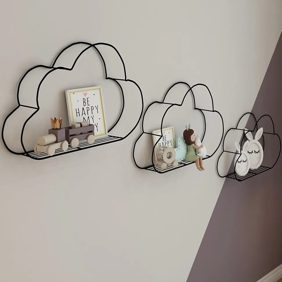 Ensemble de 3 Etagères Toender pour enfant en forme de nuage noir en.casa