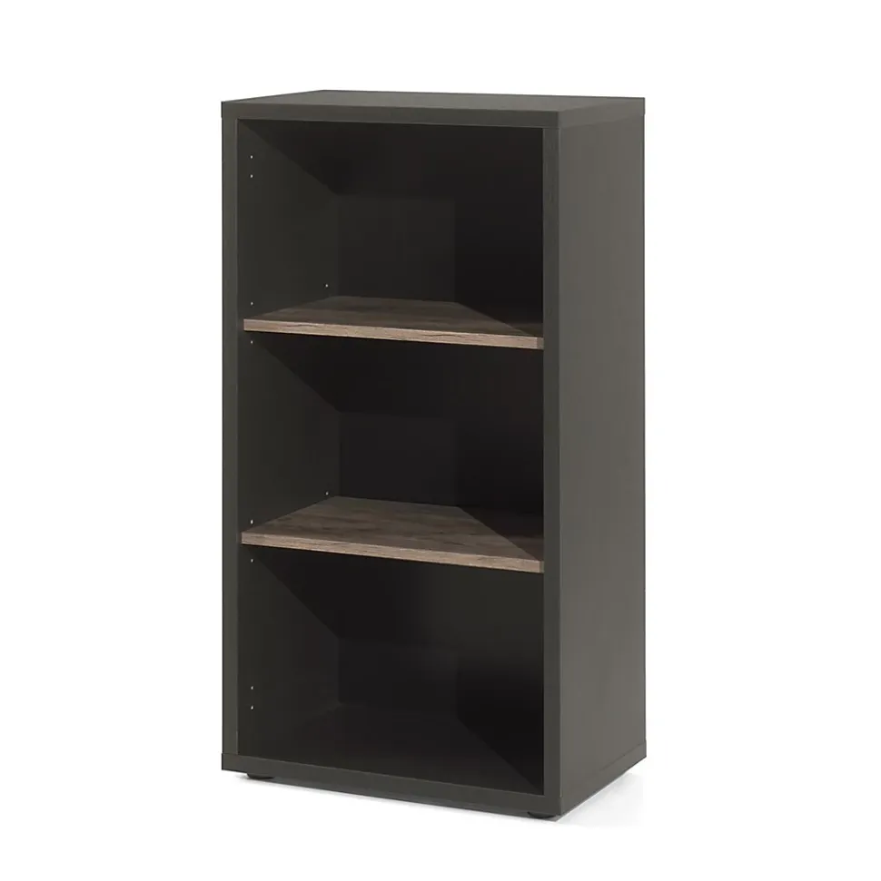 Ensemble de 8 meubles de bureau professionnel coloris chene vieilli et noir collection SOON