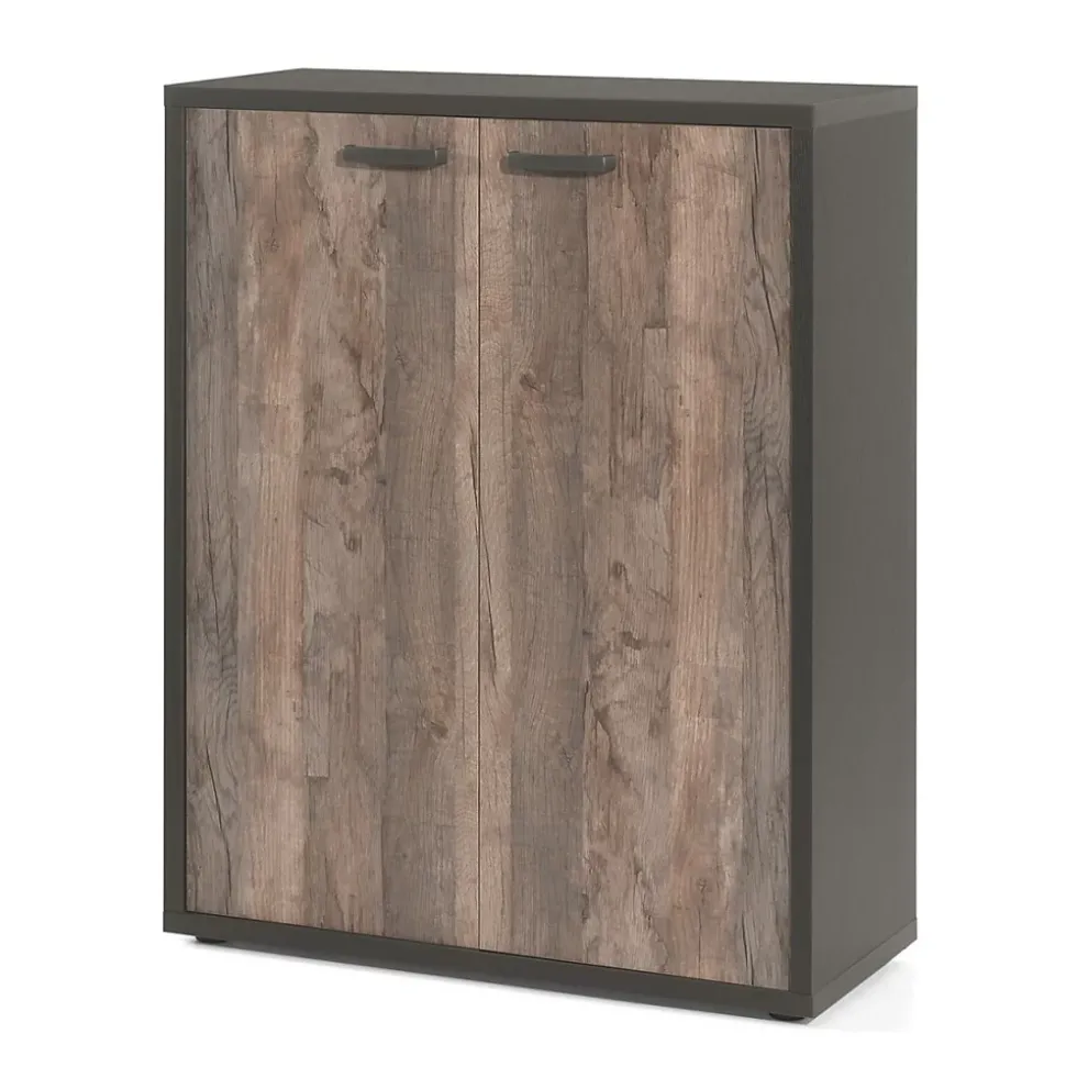 Ensemble de 8 meubles de bureau professionnel coloris chene vieilli et noir collection SOON