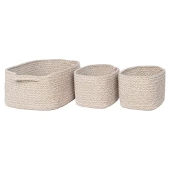 Ensemble de 3 Paniers Teixo en Coton Beige - Organisation Élégante et Pratique
