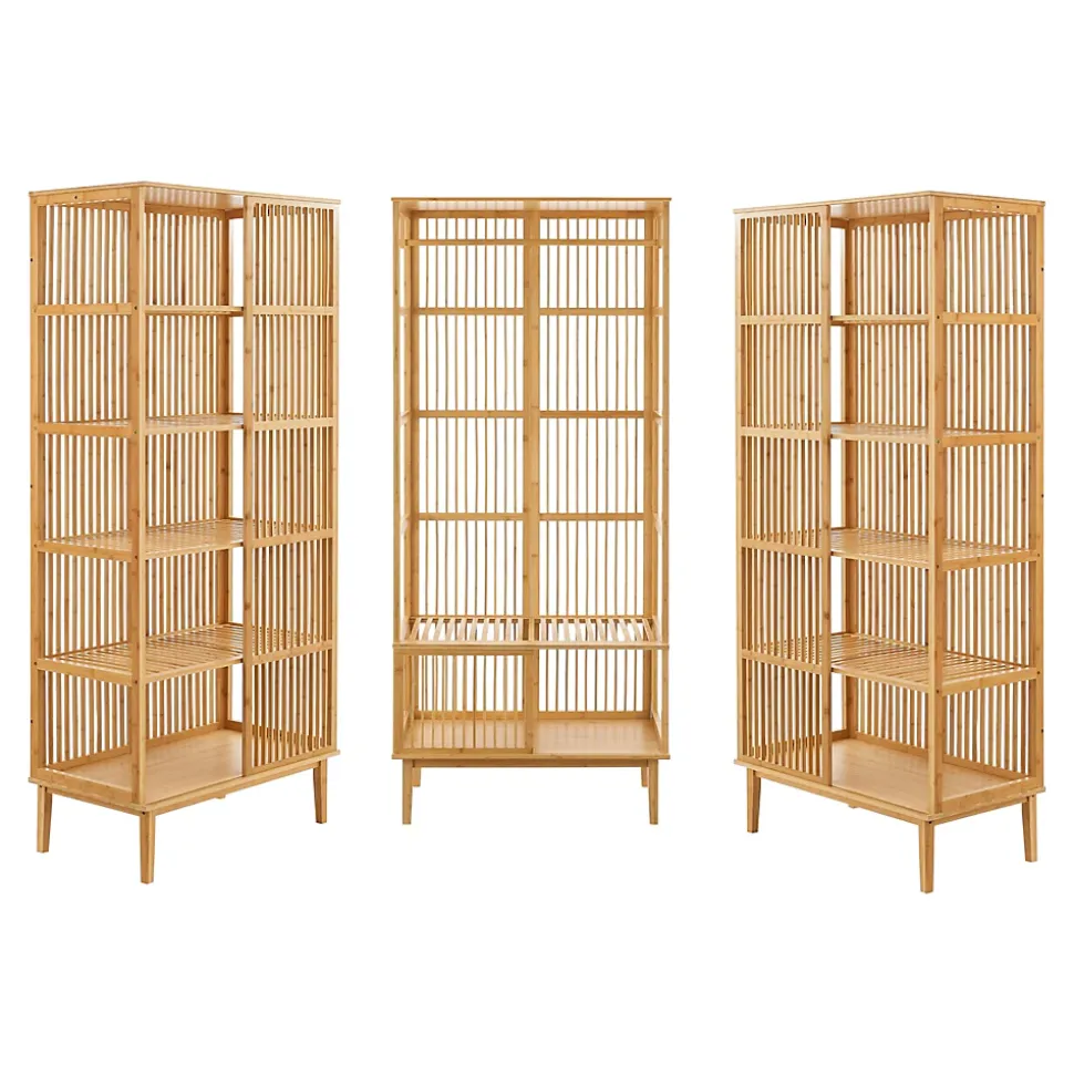 Ensemble de 1 portant Vemb et 2 étagères Trundholm bambou 185 x 240 x 45 cm naturel
