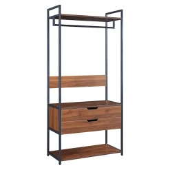 Ensemble de 2 portants à vêtements Larem armoire 2 tiroirs noir effet noyer en.casa