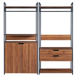 Ensemble de 2 portants à vêtements Larem armoire 2 tiroirs noir effet noyer en.casa