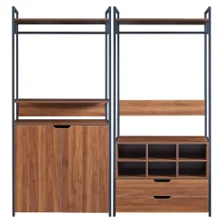 Ensemble de 2 portants à vêtements Larem armoire 2 tiroirs 6 compartiments noir effet noyer en.casa