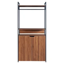 Ensemble de 2 portants à vêtements Larem armoire 2 tiroirs 6 compartiments noir effet noyer en.casa
