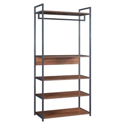 Ensemble de 2 portants à vêtements Larem armoire 7 étagères noir effet noyer en.casa