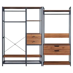 Ensemble de 2 portants à vêtements Larem 4 tiroirs noir effet noyer en.casa