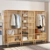 Ensemble de 2 portants Vemb et 1 étagère Trundholm bambou 185 x 240 x 45 cm naturel