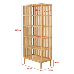 Ensemble de 2 portants Vemb et 1 étagère Trundholm bambou 185 x 240 x 45 cm naturel