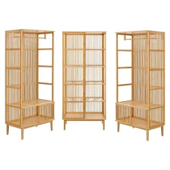 Ensemble de 2 portants Vemb et 1 étagère Trundholm bambou 185 x 240 x 45 cm naturel