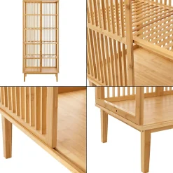 Ensemble de 2 portants Vemb et 1 étagère Trundholm bambou 185 x 240 x 45 cm naturel