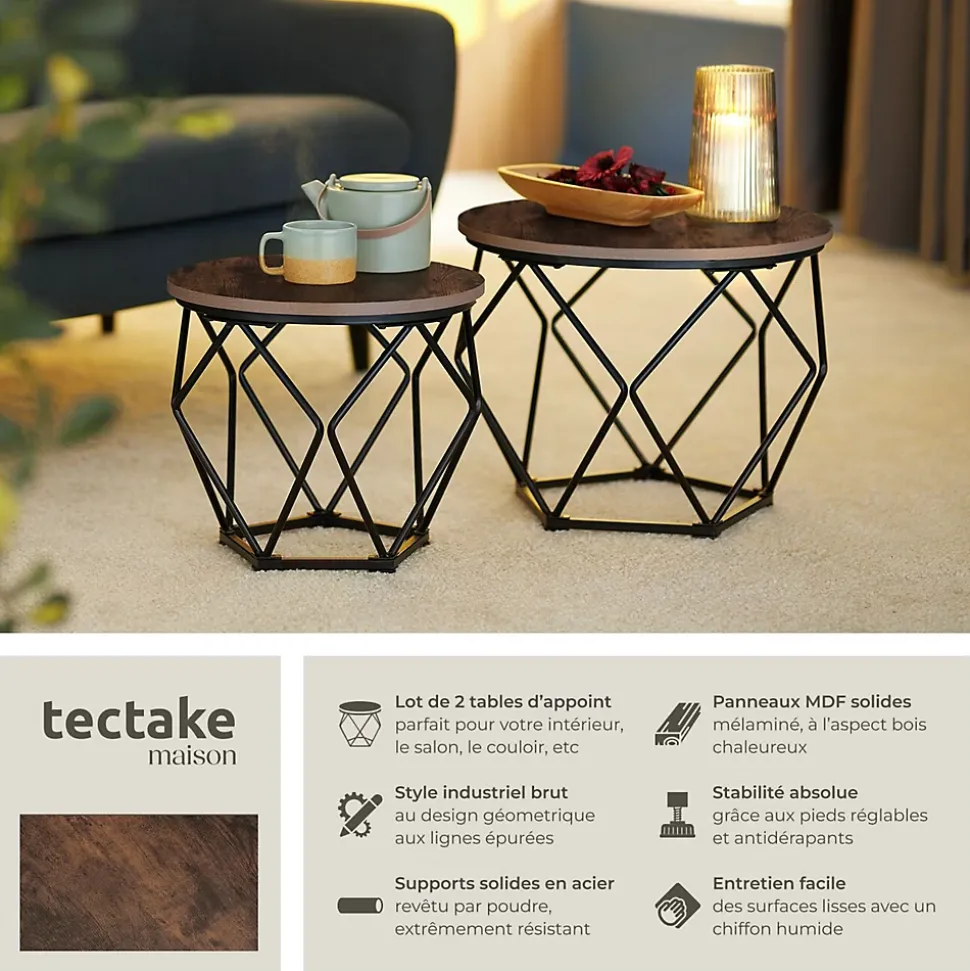 Ensemble de 2 Tables basses Style industriel