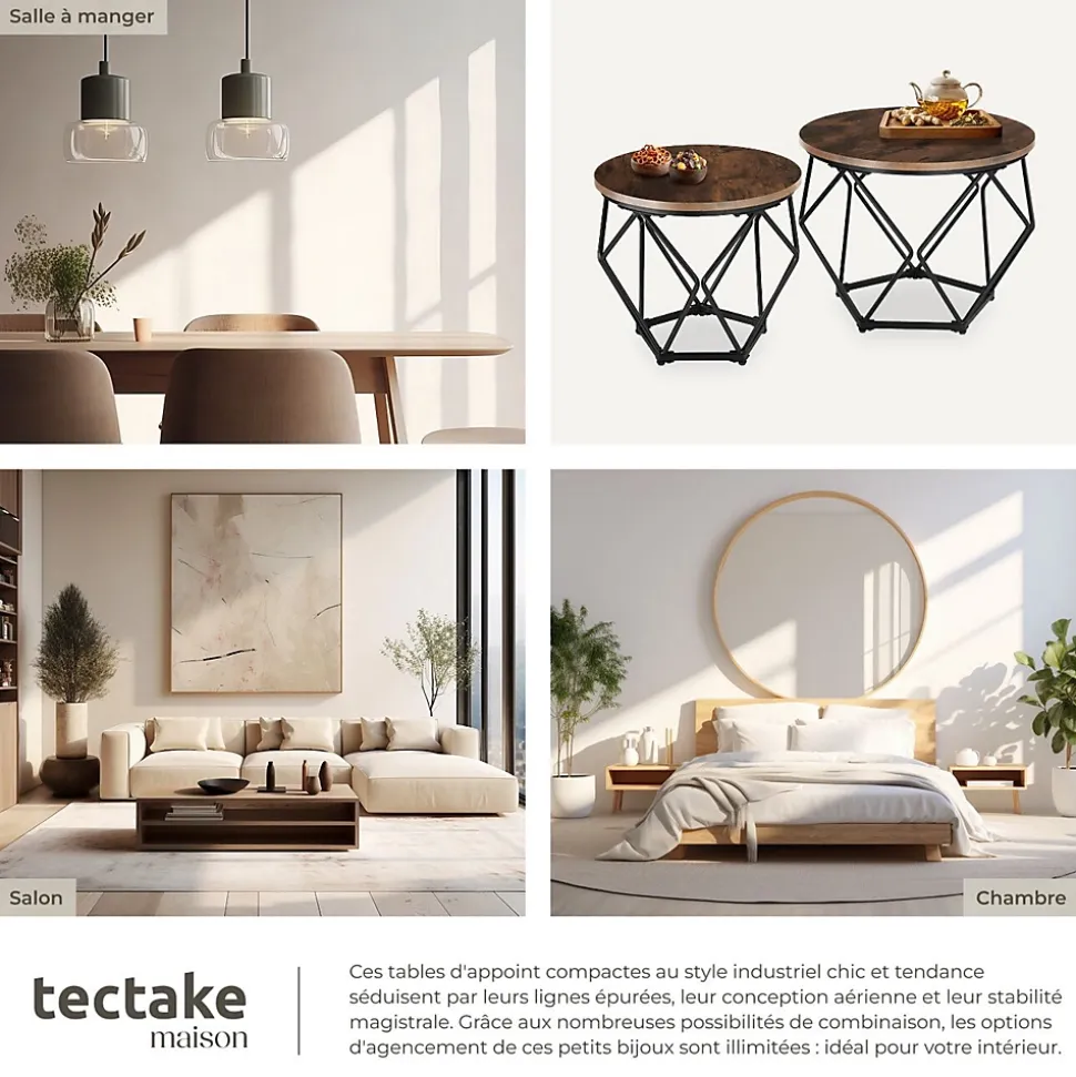 Ensemble de 2 Tables basses Style industriel