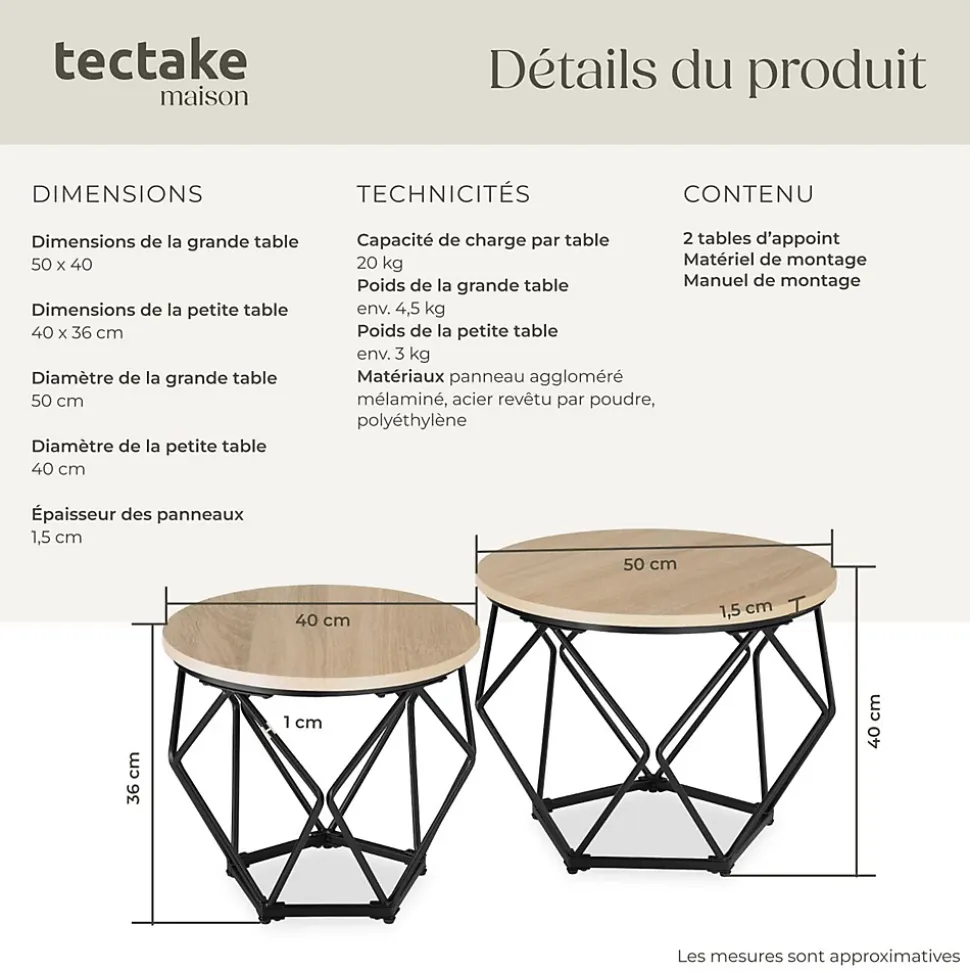 Ensemble de 2 Tables basses Style industriel