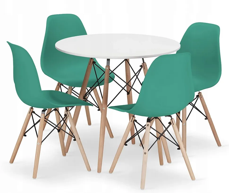 Ensemble de 4 tables rondes blanches Valora KOVA 80, design moderne