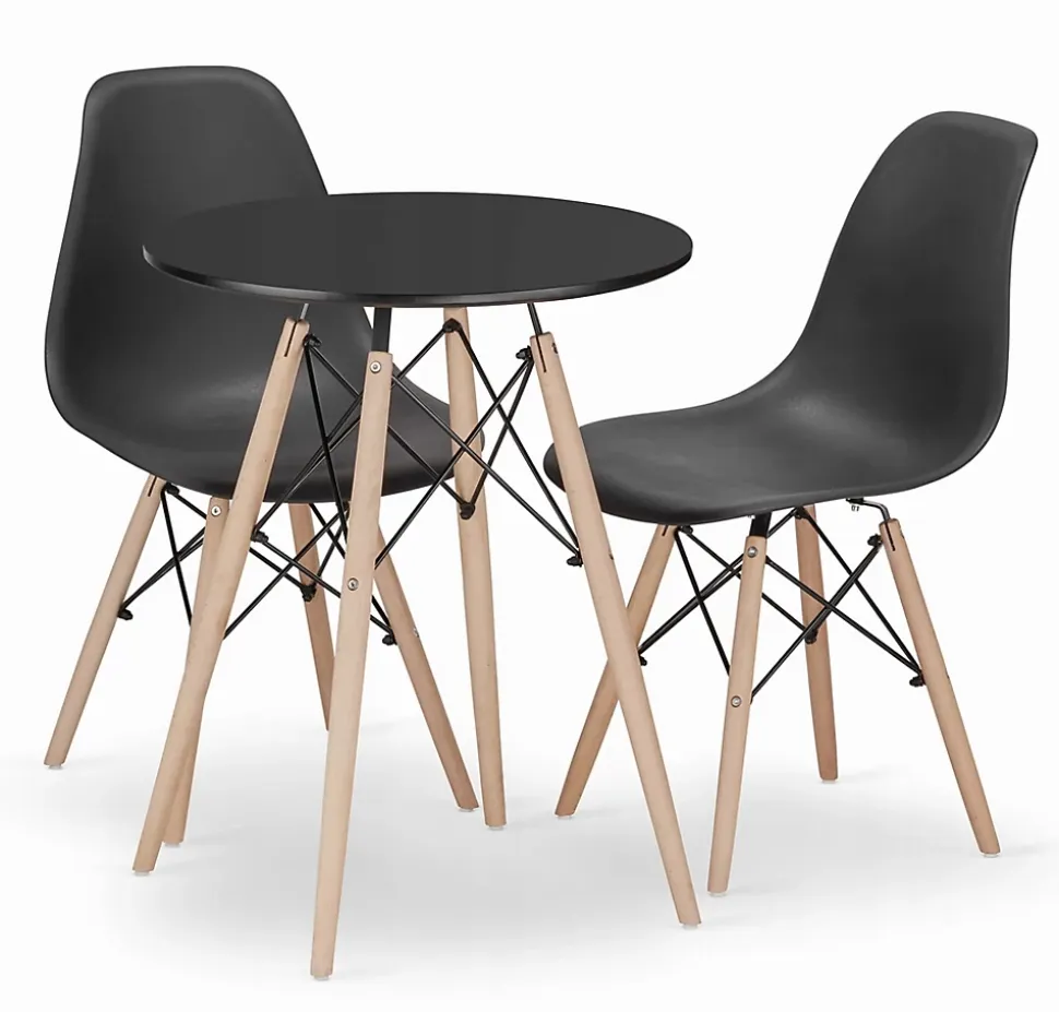 Ensemble de 2 tables rondes Valora KOVA 60 en bois de hêtre noir