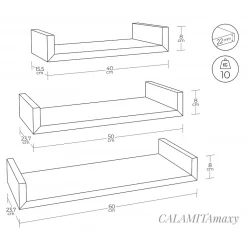 Ensemble de 3 étagères murales design blanches, 60x8x23,7 cm, 50x8x23,7 cm et 40x8x23,7 cm - Maxi Magnet