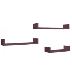Ensemble de 3 étagères murales design, couleur aubergine, 60 x 8 cm x 15,5 cm, 50 x 8 cm x 15,5 cm et 40 x 8 cm x 15,5 cm