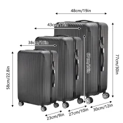 Ensemble De 3 Valises à 4 Roues Avec Serrure à Combinaison, Valise Rigide En Abs, Valise Trolley
