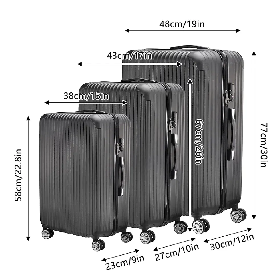 Ensemble De 3 Valises à 4 Roues Avec Serrure à Combinaison, Valise Rigide En Abs, Valise Trolley