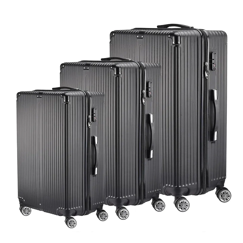 Ensemble De 3 Valises De Voyage Légères Et Rigides, Avec Poignée Télescopique Et Cadenas, Noir