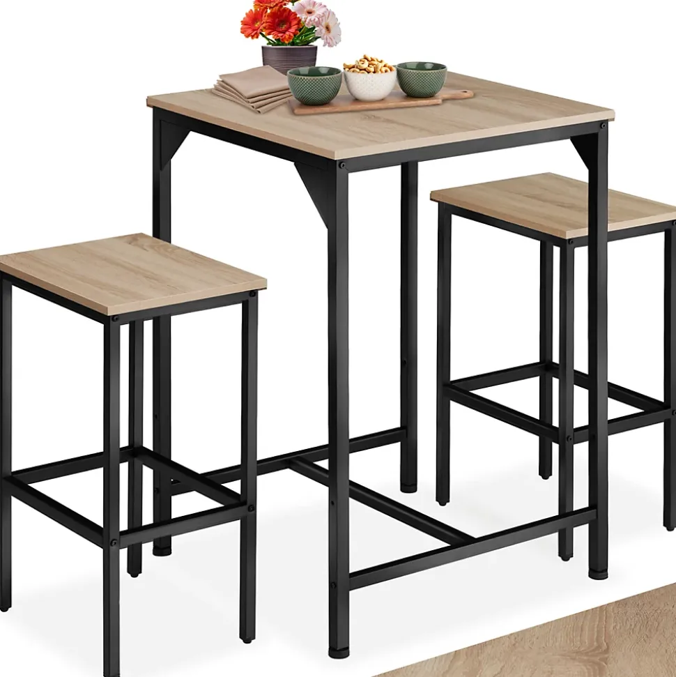 Ensemble de bar En 3 parties Style industriel Table avec 2 tabourets