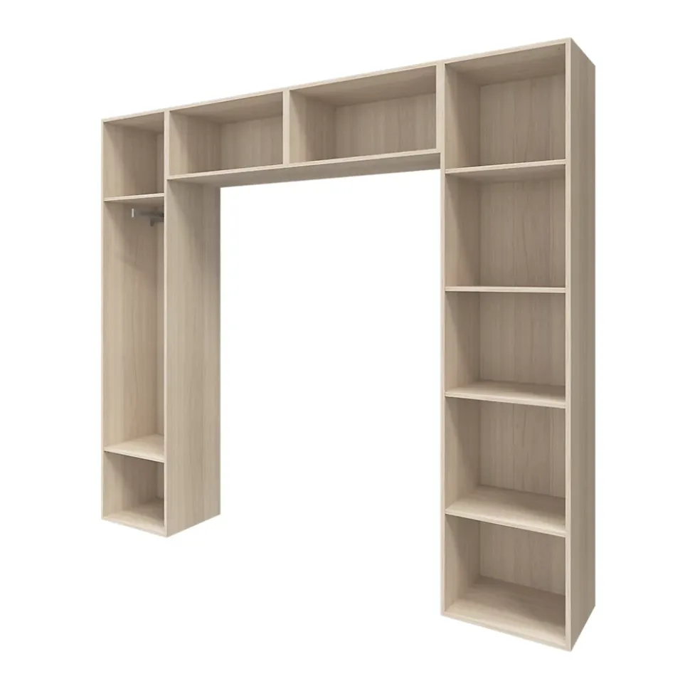 Ensemble de colonnes et caissons suspendus effet chêne avec miroir GoodHome Atomia H. 225 x L. 250 x P. 47 cm