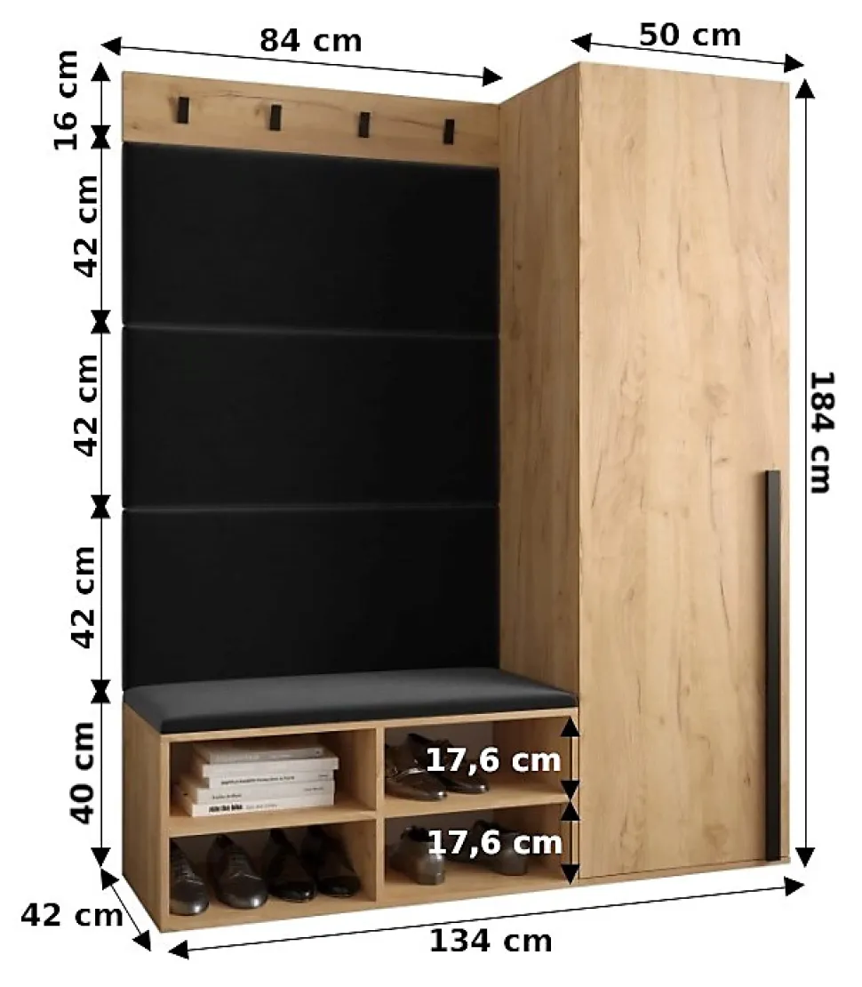 Ensemble de garde-robe Miro 6 184x134x42 (Blanc + Manila 18)